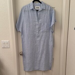 Casual Blue Button Down Shirt Dress